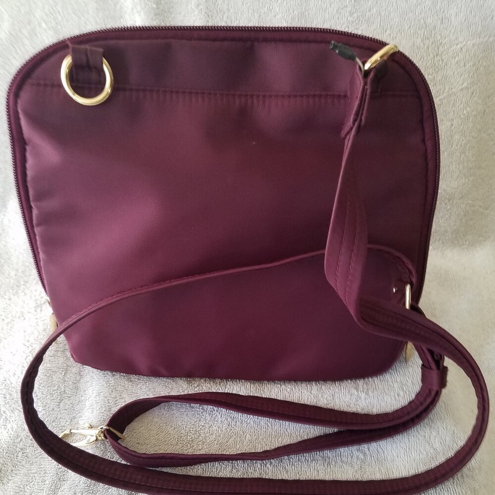 TRAVELON ANTI-THEFT DOMED CROSSBODY- MEDIUM, WINE, RFID & SLASH RESISTANT - Picture 4 of 11